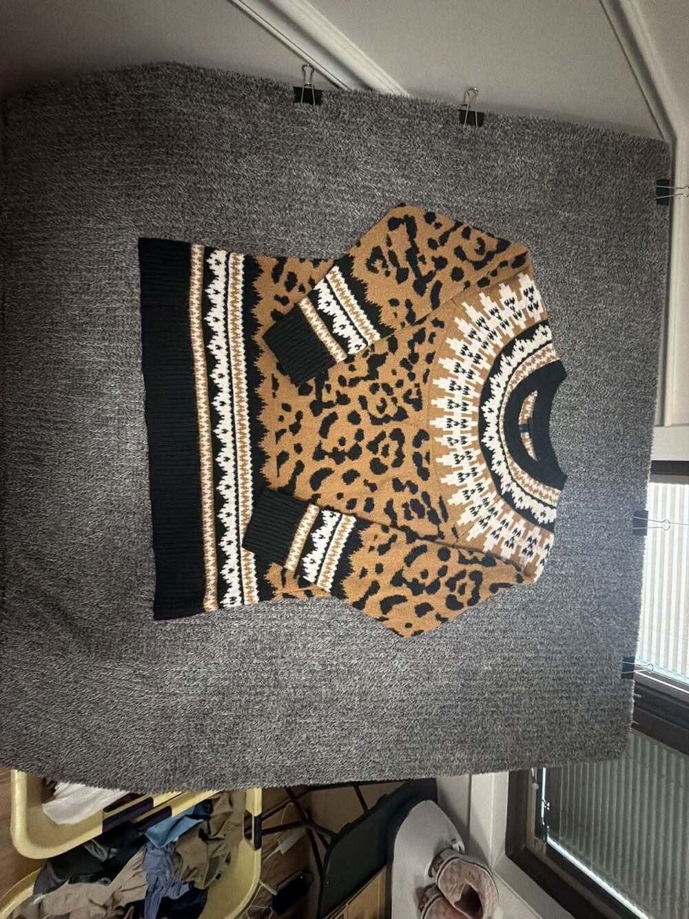 Torrid Leopard Print Fair Isle Pattern Pullover Sweater